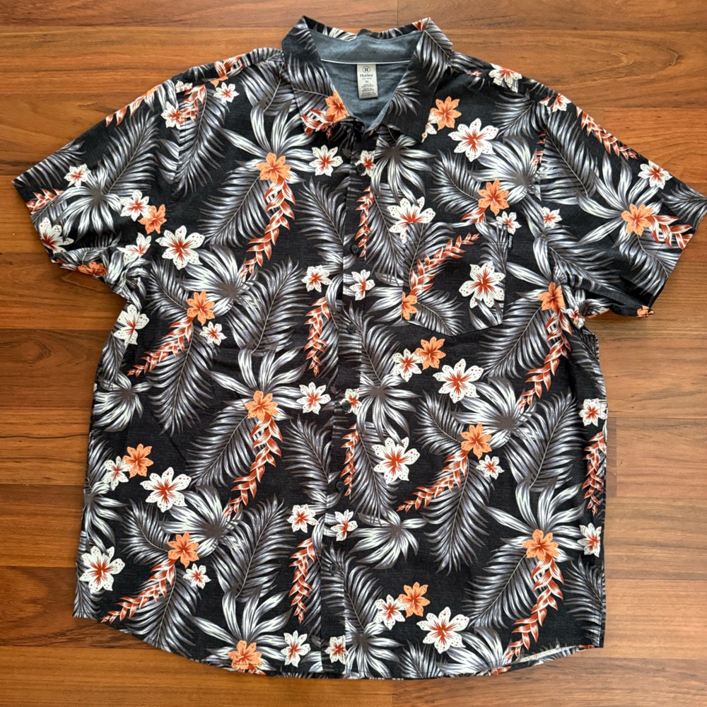 Hurley Hawaiian Shirt Floral Design